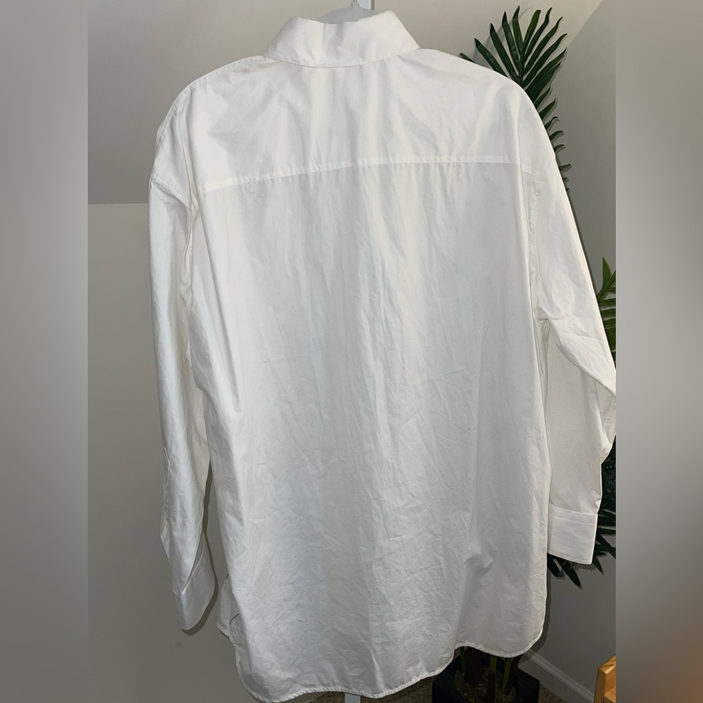 Embroidered Portrait button down white collar‎ si… - image 3